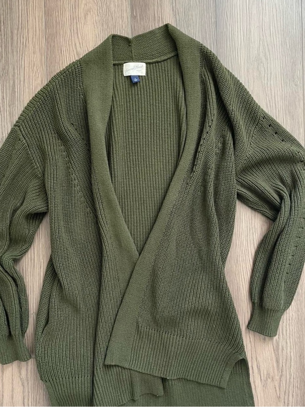 Target universal thread Olive Green Open Cardigan Sweater